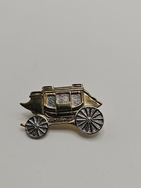 Gold and Silver Stagecoach Accent Pin . Very Good Used Condition